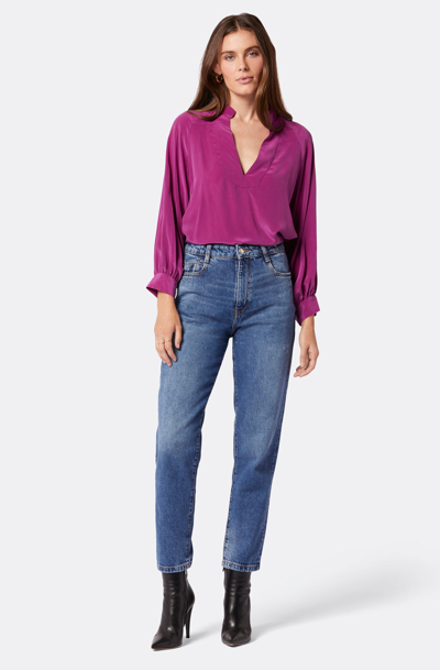 Shop Joie Perci Long Sleeve Silk Top In Purple