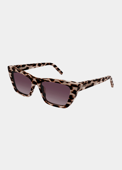 Shop Saint Laurent Cat-eye Acetate Sunglasses In Beige