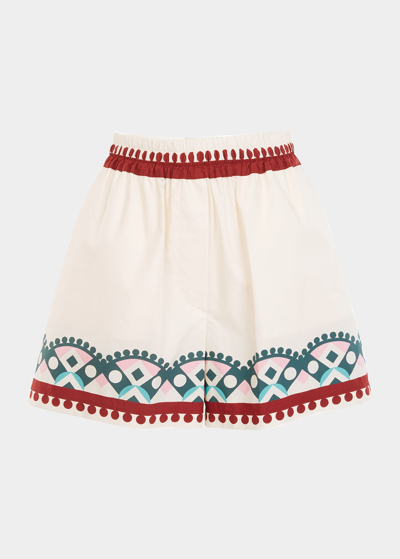 Shop La Doublej Cotton Poplin Drawstring Shorts In Ruote Placee