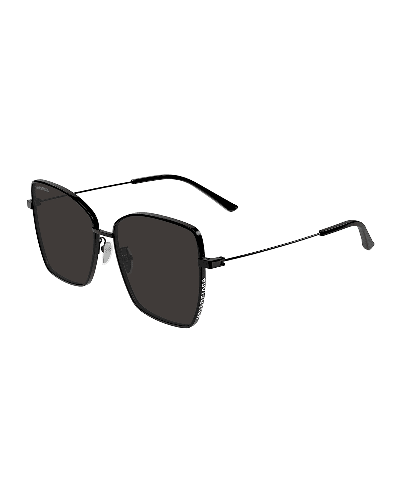 Shop Balenciaga Thick Metal & Acetate Butterfly Sunglasses In Shiny Black