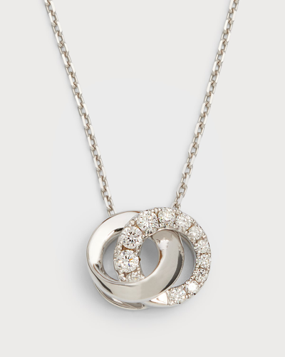 Shop Frederic Sage 18k White Gold Mini Love Halo Half Diamond And Half Polished Necklace