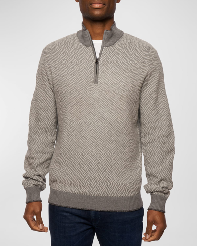 Shop Robert Graham Men's Draco Quarter-zip Knit Sweater In Grey