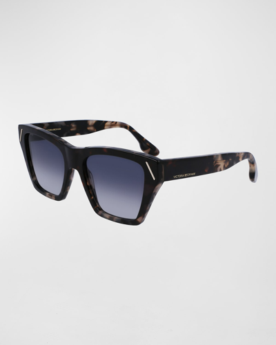 Shop Victoria Beckham Classic V Modified Square Acetate Sunglasses In Vintage Grey Hava