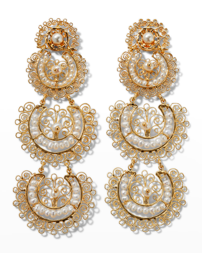 Shop Gas Bijoux Bo Yucatan 3-range Earrings In Gold