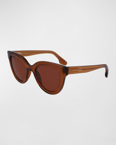 Shop Victoria Beckham Monochrome Acetate Cat-eye Sunglasses In Caramel