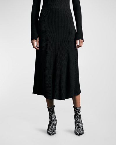 Shop Rag & Bone Echo Ribbed Pull-on Midi Skirt In Black