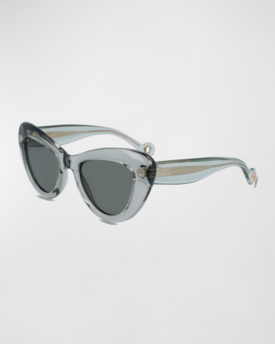 Shop Lanvin Daisy Chunky Plastic Cat-eye Sunglasses In Sage