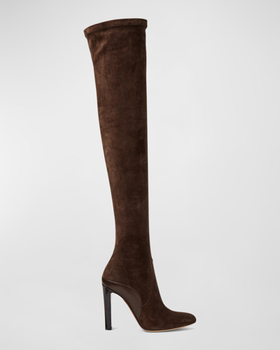 Ralph Lauren Adrien Suede Over-the-knee Boots In Dark Brown | ModeSens