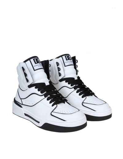 Shop Dolce & Gabbana High Sneakers In Black And White Nappa In White/black