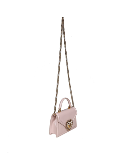 Shop Dolce & Gabbana Small Devotion Handbag In Powder Leather