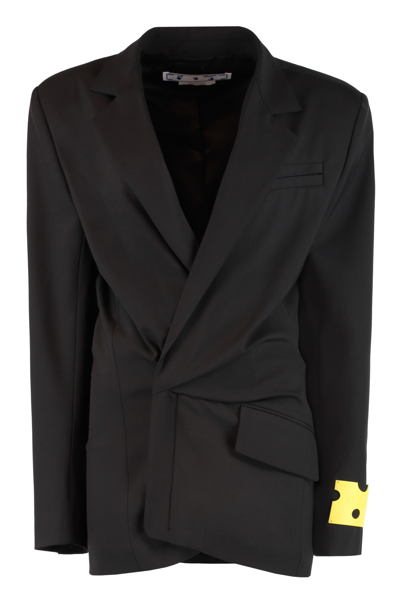 Shop Off-white Asymmetric Blazer Dress In Black