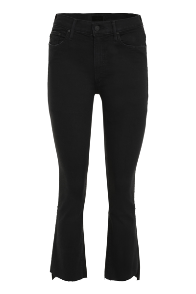 Mother The Insider Mid-rise Frayed Step-hem Stretch Crop Jeans In Black