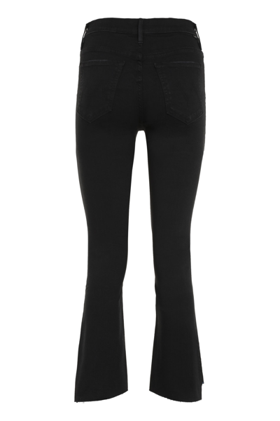 Mother The Insider Mid-rise Frayed Step-hem Stretch Crop Jeans In Black