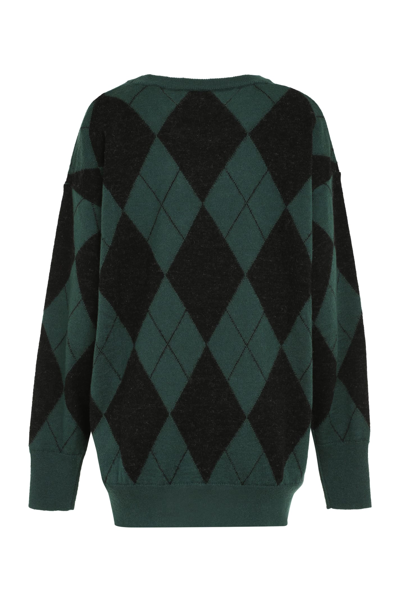 Aspesi Diamond Pattern Knit Sweater In Green