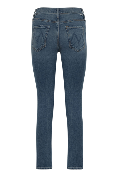 Shop Mother The Mid Rise Dazzer Ankle Straight Leg Jeans In Denim