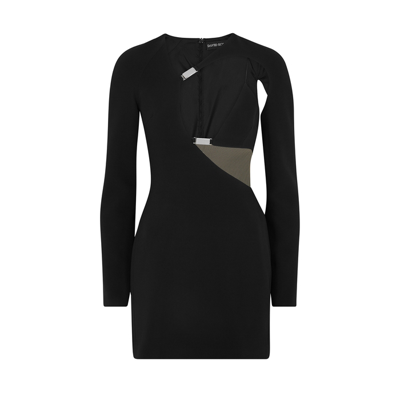 Shop David Koma Black Asymmetric Cut-out Mini Dress