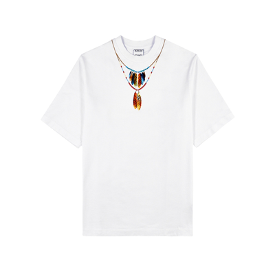 Shop Marcelo Burlon County Of Milan White Printed Cotton T-shirt In White And Red