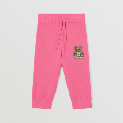 Shop Burberry Childrens Thomas Bear Appliqué Cashmere Jogging Pants In Bubblegum Pink
