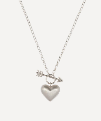 Rachel Quinn Sterling Silver Small Cupid S Heart Pendant Necklace In Silver