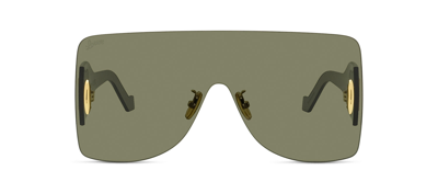 Shop Loewe Anagram Mask Lw 40093u 96n Shield Sunglasses In Green