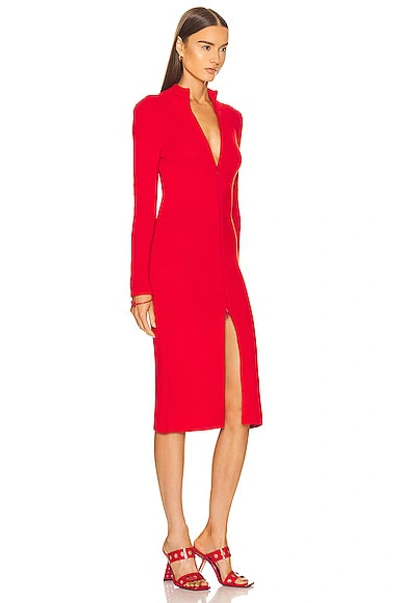 Shop Loewe Midi Zip Up Dress In Vermillion