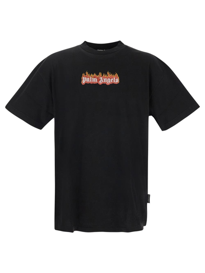 Shop Palm Angels Burning Logo Classic T-shirt In Black