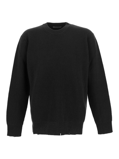 Shop Laneus Ribbed Knit Sweater In Black