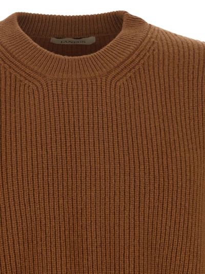 Shop Laneus Ribbed Knit Sweater In Brown