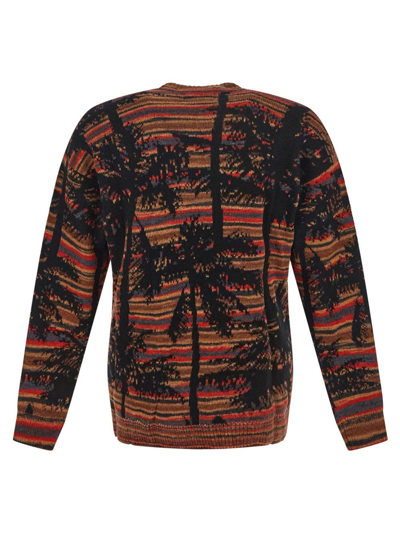 Shop Laneus Palm Tree Sweater In Brown