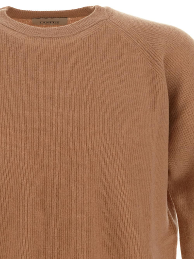 Shop Laneus Thin Ribbed Sweater In Beige