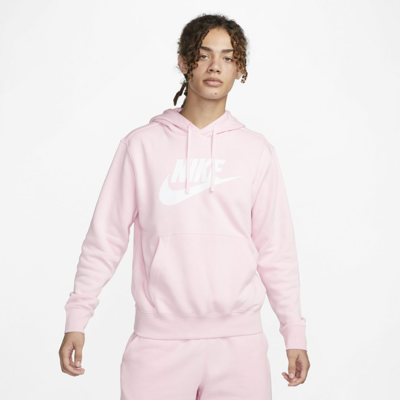 Shop Nike Sportswear Club Fleece Men's Graphic Pullover Hoodie In Pink Foam,pink Foam,white
