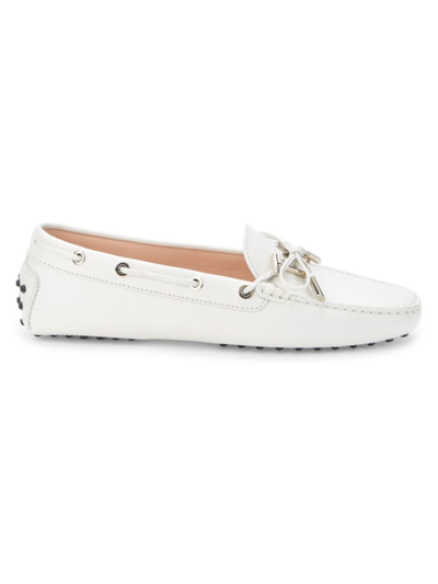 Shop Tod's Women's Heaven Leather Driving Shoes In Bianco