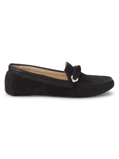 Shop Cole Haan Women's Evelyn Bow Leather Driving Loafers In Black