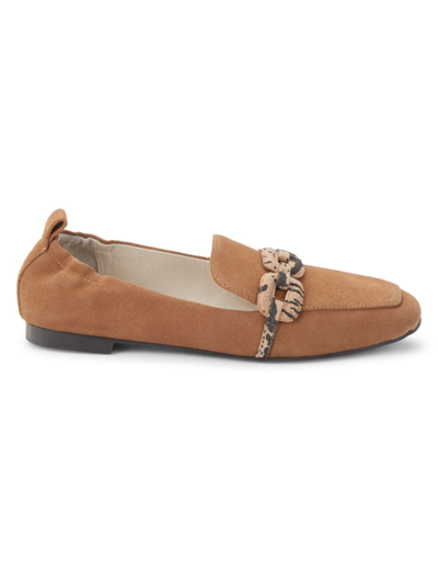 Shop Sanctuary Women's Chain Leather Loafers In Acorn Suede