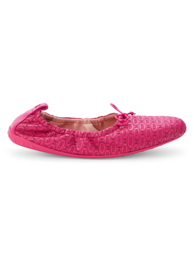 Shop Tod's Women's Logo Leather Ballet Flats In Pink