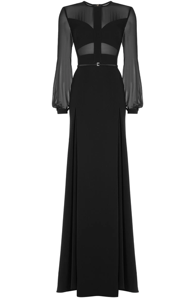 Elie Saab Sheer Top Evening Gown In Black
