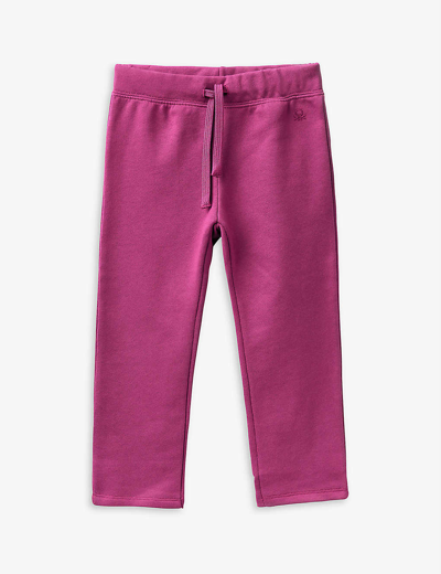 Shop Benetton Boys Pink Kids Logo-embroidered Organic-cotton Jogging Bottoms 1-6 Years