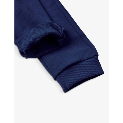 Shop Benetton Logo-embroidered Tapered-leg Organic-cotton Jogging Bottoms 1-6 Years In Navy