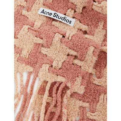 Shop Acne Studios Vadik Houndstooth Wool-blend Scarf In Dusty Pink/pink