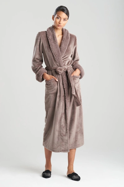 Shop Natori Plush Sherpa Wrap Robe In Toasted Taupe