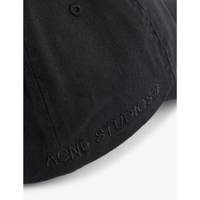 Shop Acne Studios Men's Black Brand-embroidered Six-panel Cotton-twill Cap