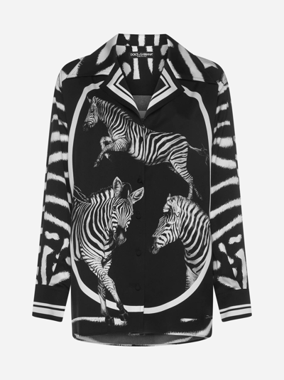 Shop Dolce & Gabbana Zebra Print Silk Shirt