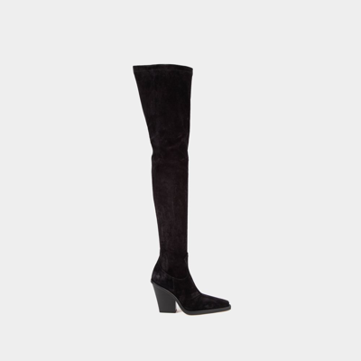 Shop Paris Texas Vegas Over The Knee Boot Stretch In Black