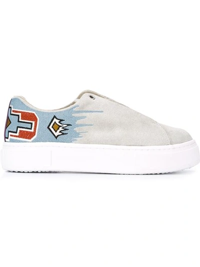 Eytys Doja Mahlangu Embroidered Suede Sneakers In Ice Grey