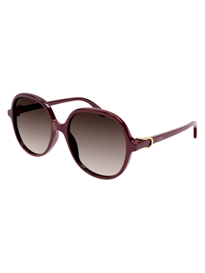 Shop Cartier Women's Burgundy Metal Sunglasses