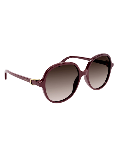 Shop Cartier Women's Burgundy Metal Sunglasses