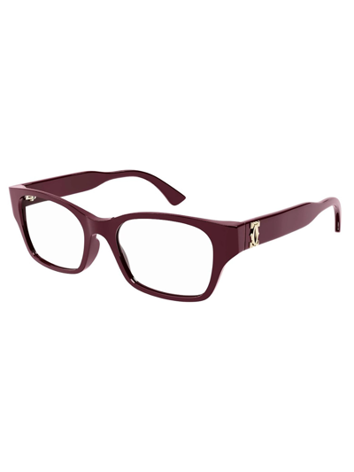 Shop Cartier Women's Burgundy Metal Glasses