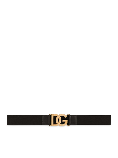 Shop Dolce & Gabbana Elastic Belt With Dg Logo In Black