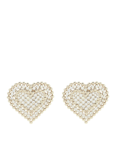 Shop Alessandra Rich Heart-shaped Earrings In Metallic