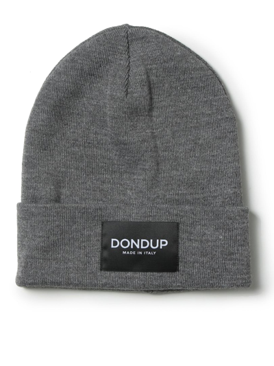 Shop Dondup Logo Patch Beanie In Grey